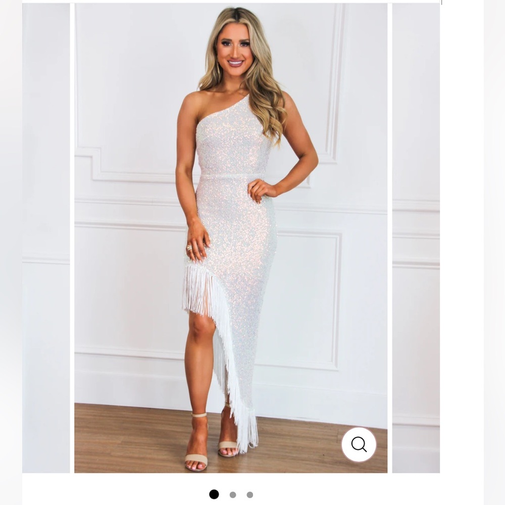 Never Say Never opal iridescent fringe dress by Bella and Bloom boutique